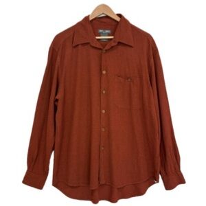 Mondo Di Marco Mens Long Sleeve Button Down Shirt Size XL Rust Made in Italy